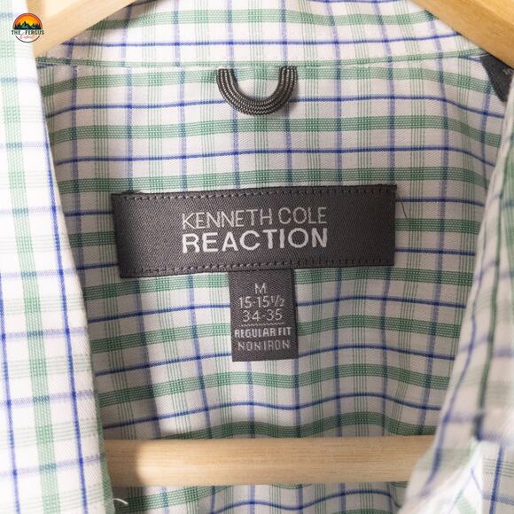 Kenneth Cole Reaction Dress Shirt Green Regular Fit Long Sleeve Men's 15-15.5 - Picture 8 of 10